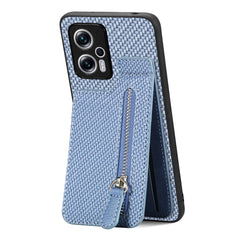 Carbon Fiber Vertical Flip Zipper Phone Case, For Redmi Note 11 4G, For Redmi Note 11T Pro 5G, For Redmi Note 10 4G, For Xiaomi 12T / 12T Pro