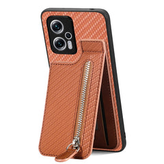 Carbon Fiber Vertical Flip Zipper Phone Case, For Redmi Note 11 4G, For Redmi Note 11T Pro 5G, For Redmi Note 10 4G, For Xiaomi 12T / 12T Pro