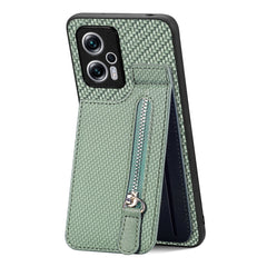 Carbon Fiber Vertical Flip Zipper Phone Case, For Redmi Note 11 4G, For Redmi Note 11T Pro 5G, For Redmi Note 10 4G, For Xiaomi 12T / 12T Pro