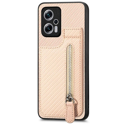 Carbon Fiber Vertical Flip Zipper Phone Case, For Xiaomi 13, For Xiaomi 12T, For Xiaomi POCO M5 4G, For Redmi Note 11T Pro 5G