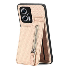 Carbon Fiber Vertical Flip Zipper Phone Case, For Redmi Note 11 4G, For Redmi Note 11T Pro 5G, For Redmi Note 10 4G, For Xiaomi 12T / 12T Pro