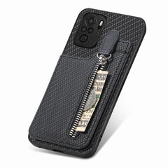 Carbon Fiber Vertical Flip Zipper Phone Case