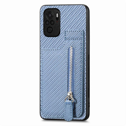 Carbon Fiber Vertical Flip Zipper Phone Case, For Redmi Note 11 4G, For Redmi 10, For Redmi Note 10 4G