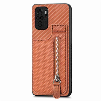 Carbon Fiber Vertical Flip Zipper Phone Case, For Redmi Note 11 4G, For Redmi 10, For Redmi Note 10 4G