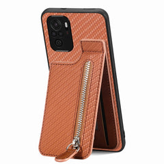 Carbon Fiber Vertical Flip Zipper Phone Case, For Redmi Note 11 4G, For Redmi Note 11T Pro 5G, For Redmi Note 10 4G, For Xiaomi 12T / 12T Pro