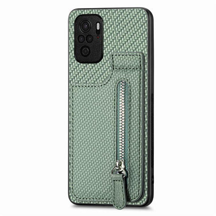 Carbon Fiber Vertical Flip Zipper Phone Case, For Redmi Note 11 4G, For Redmi 10, For Redmi Note 10 4G