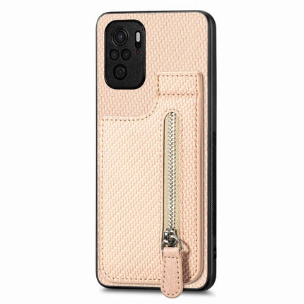 Carbon Fiber Vertical Flip Zipper Phone Case, For Redmi Note 11 4G, For Redmi 10, For Redmi Note 10 4G