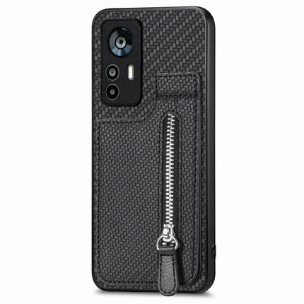 Carbon Fiber Vertical Flip Zipper Phone Case, For Xiaomi 13, For Xiaomi 12T, For Xiaomi POCO M5 4G, For Redmi Note 11T Pro 5G