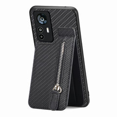 Carbon Fiber Vertical Flip Zipper Phone Case, For Redmi Note 11 4G, For Redmi Note 11T Pro 5G, For Redmi Note 10 4G, For Xiaomi 12T / 12T Pro