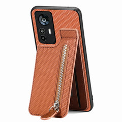 Carbon Fiber Vertical Flip Zipper Phone Case, For Redmi Note 11 4G, For Redmi Note 11T Pro 5G, For Redmi Note 10 4G, For Xiaomi 12T / 12T Pro