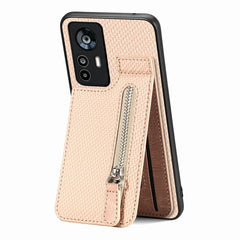 Carbon Fiber Vertical Flip Zipper Phone Case, For Redmi Note 11 4G, For Redmi Note 11T Pro 5G, For Redmi Note 10 4G, For Xiaomi 12T / 12T Pro