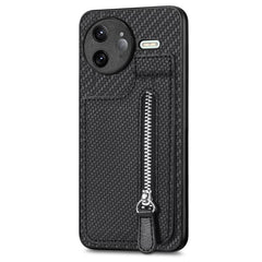Carbon Fiber Vertical Flip Zipper Phone Case