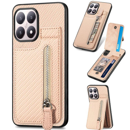 Carbon Fiber Vertical Flip Zipper Phone Case, For Redmi 15C 5G / 4G Glodal 171mm, For Xiaomi 15T, For Redmi K80 Pro / Poco F7 Ultra, For Redmi K80 / Poco F7 Pro