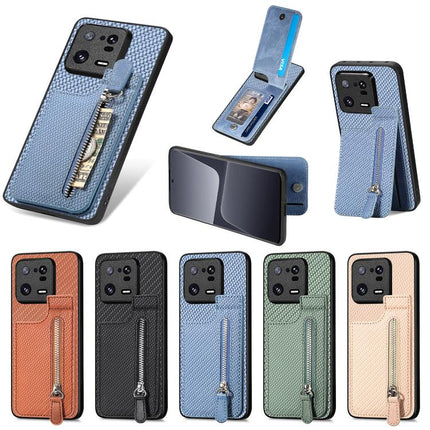 Carbon Fiber Vertical Flip Zipper Phone Case, For Xiaomi 13, For Xiaomi 12T, For Xiaomi POCO M5 4G, For Redmi Note 11T Pro 5G