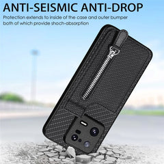 Carbon Fiber Vertical Flip Zipper Phone Case, For Redmi Note 11 4G, For Redmi Note 11T Pro 5G, For Redmi Note 10 4G, For Xiaomi 12T / 12T Pro