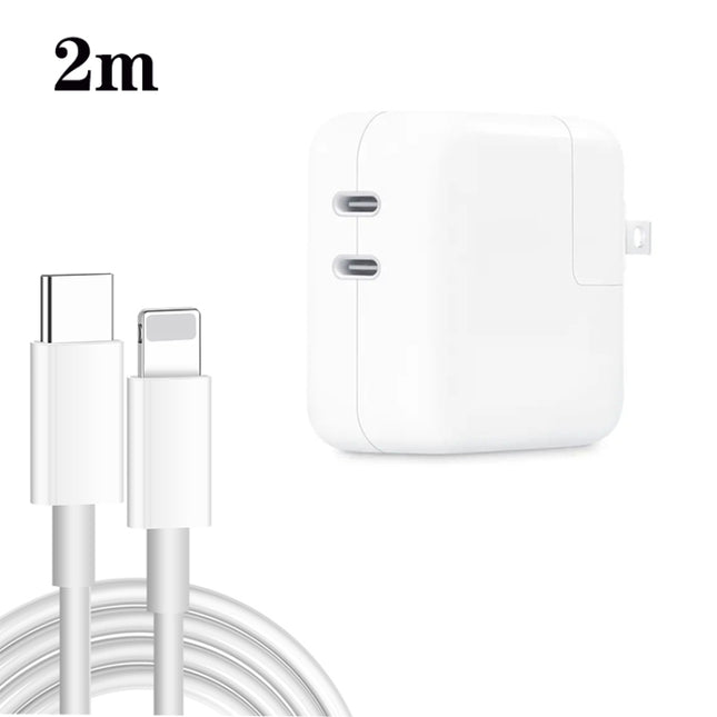 35W PD3.0 USB-C / Type-C Dual Port Charger with Type-C to 8 Pin Data Cable, US Plug, US Plug + 1m 8 Pin Cable, US Plug + 2m 8 Pin Cable