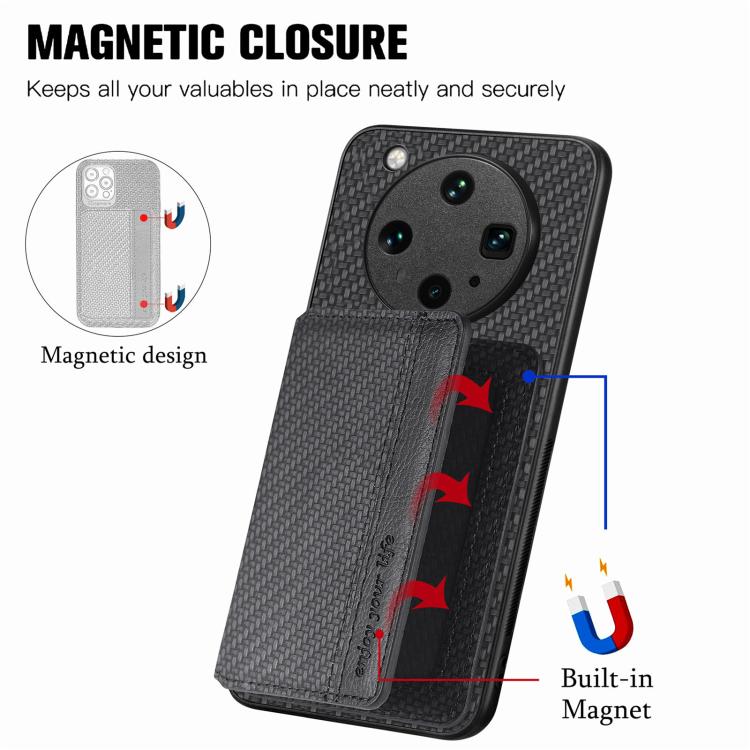 Carbon Fiber Magnetic Card Bag Phone Case