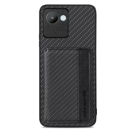 Carbon Fiber Magnetic Card Bag Phone Case, For Realme 14 Pro+, For Realme 14 Pro, For Realme Neo7, For Realme C30