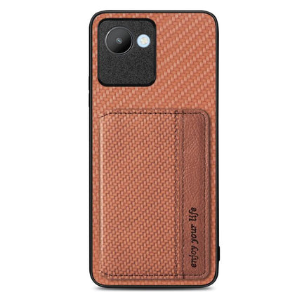 Carbon Fiber Magnetic Card Bag Phone Case, For Realme 14 Pro+, For Realme 14 Pro, For Realme Neo7, For Realme C30