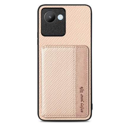 Carbon Fiber Magnetic Card Bag Phone Case, For Realme 14 Pro+, For Realme 14 Pro, For Realme Neo7, For Realme C30