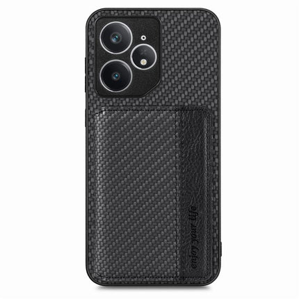 Carbon Fiber Magnetic Card Bag Phone Case, For Realme 14 Pro+, For Realme 14 Pro, For Realme Neo7, For Realme C30