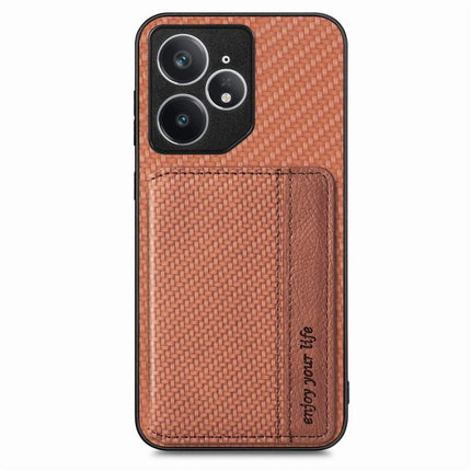 Carbon Fiber Magnetic Card Bag Phone Case, For Realme 14 Pro+, For Realme 14 Pro, For Realme Neo7, For Realme C30