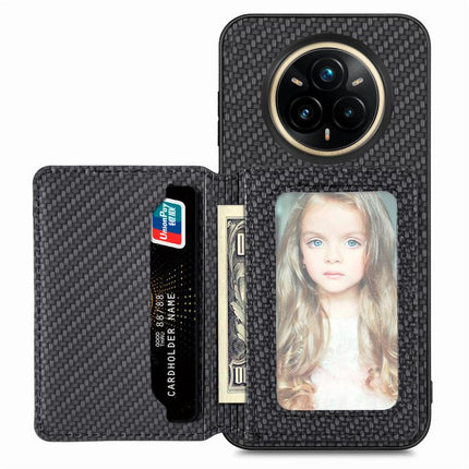 Carbon Fiber Magnetic Card Bag Phone Case, For Realme 14 Pro+, For Realme 14 Pro, For Realme Neo7, For Realme C30