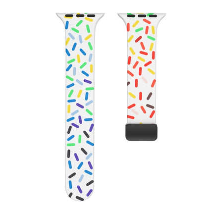 Rainbow Dots Silicone Magnetic Black Buckle Watch Band, For Apple Watch Ultra 49mm, For Apple Watch 8 41mm