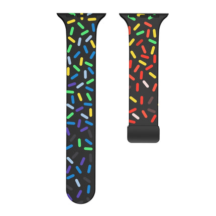 Rainbow Dots Silicone Magnetic Black Buckle Watch Band, For Apple Watch 8 45mm, For Apple Watch SE 2022 40mm