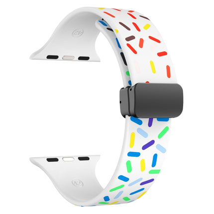 Rainbow Dots Silicone Magnetic Black Buckle Watch Band, For Apple Watch 2 38mm, For Apple Watch 42mm