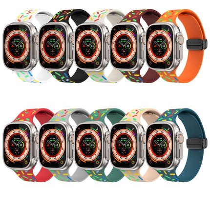 Rainbow Dots Silicone Magnetic Black Buckle Watch Band, For Apple Watch 7 45mm, For Apple Watch SE 40mm