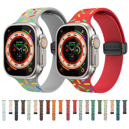 Rainbow Dots Silicone Magnetic Black Buckle Watch Band, For Apple Watch 8 45mm, For Apple Watch SE 2022 40mm