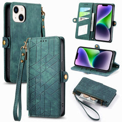 Geometric Zipper Wallet Side Buckle Leather Phone Case, For iPhone 15 Pro, For iPhone 15 Plus, For iPhone 15, For iPhone 14 Plus, For iPhone 14