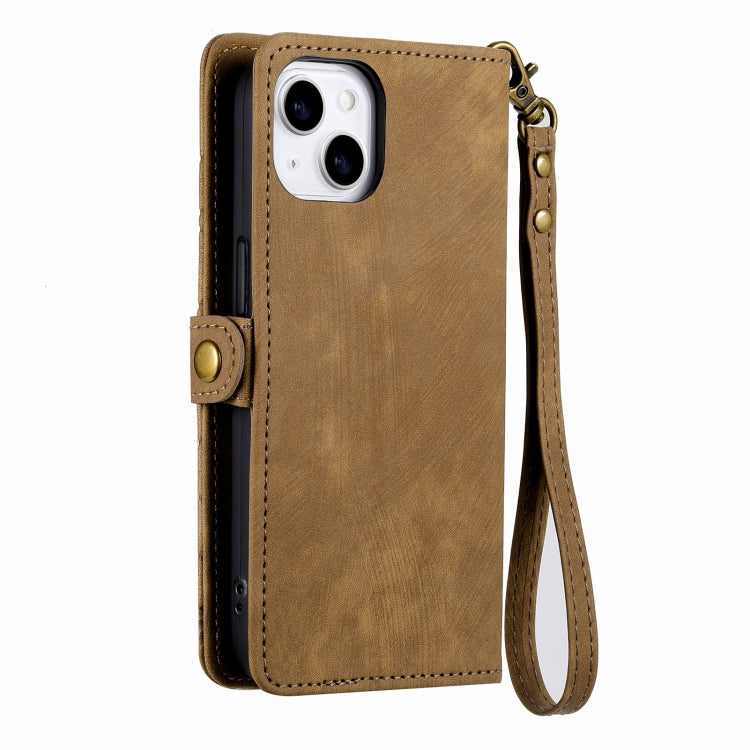 Geometrische Reißverschluss-Geldbörse mit seitlicher Schnalle aus Leder, für iPhone 13, für iPhone 13 Mini, für iPhone 12 Pro Max, für iPhone 12 / 12 Pro, für iPhone 12 Mini
