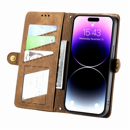 Funda de cuero con hebilla lateral y cierre geométrico para iPhone XS Max, iPhone 7 Plus/8 Plus, iPhone 6 Plus/6s Plus, iPhone 6/6s