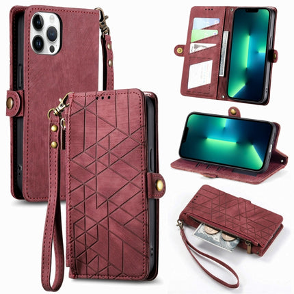 Geometric Zipper Wallet Side Buckle Leather Phone Case, For iPhone 14 Pro Max, For iPhone 7 / 8 / SE 2022, For iPhone 13 Pro Max, For iPhone 13 Pro