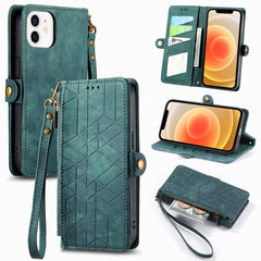 Geometric Zipper Wallet Side Buckle Leather Phone Case, For iPhone 13, For iPhone 13 mini, For iPhone 12 Pro Max, For iPhone 12 / 12 Pro, For iPhone 12 mini