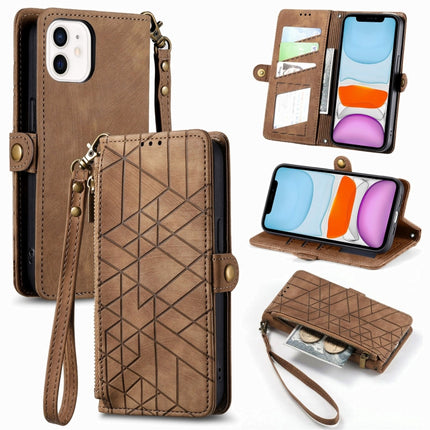 Geometric Zipper Wallet Side Buckle Leather Phone Case, For iPhone 11, For iPhone 11 Pro, For iPhone X / XS, For iPhone XR