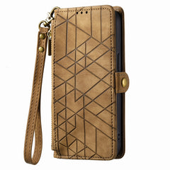 Geometric Zipper Wallet Side Buckle Leather Phone Case