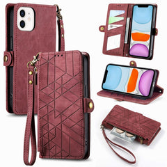 Geometric Zipper Wallet Side Buckle Leather Phone Case, For iPhone 11 Pro Max, For iPhone 11, For iPhone 11 Pro, For iPhone XR, For iPhone XS Max