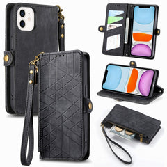 Geometric Zipper Wallet Side Buckle Leather Phone Case, For iPhone 11 Pro Max, For iPhone 11, For iPhone 11 Pro, For iPhone XR, For iPhone XS Max