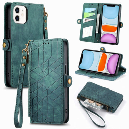 Geometric Zipper Wallet Side Buckle Leather Phone Case, For iPhone 11, For iPhone 11 Pro, For iPhone X / XS, For iPhone XR