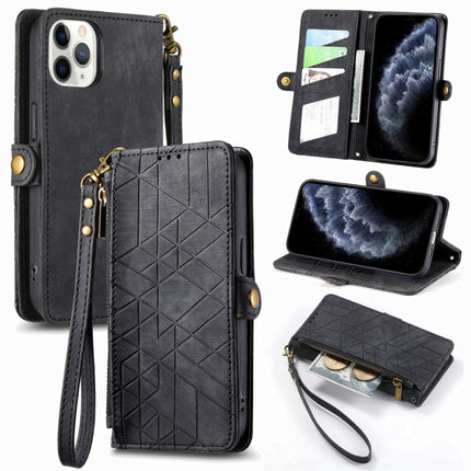 Geometric Zipper Wallet Side Buckle Leather Phone Case, For iPhone 11, For iPhone 11 Pro, For iPhone X / XS, For iPhone XR