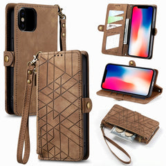 Geometric Zipper Wallet Side Buckle Leather Phone Case, For iPhone 7 Plus / 8 Plus, For iPhone 7 / 8 / SE 2022, For iPhone X / XS, For iPhone 6 Plus / 6s Plus, For iPhone 6 / 6s