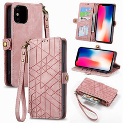 Geometric Zipper Wallet Side Buckle Leather Phone Case, For iPhone 7 Plus / 8 Plus, For iPhone 7 / 8 / SE 2022, For iPhone X / XS, For iPhone 6 Plus / 6s Plus, For iPhone 6 / 6s