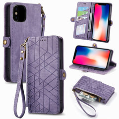 Geometric Zipper Wallet Side Buckle Leather Phone Case, For iPhone 7 Plus / 8 Plus, For iPhone 7 / 8 / SE 2022, For iPhone X / XS, For iPhone 6 Plus / 6s Plus, For iPhone 6 / 6s