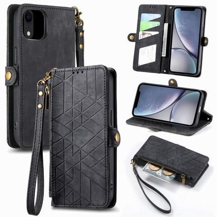 Geometric Zipper Wallet Side Buckle Leather Phone Case, For iPhone 11, For iPhone 11 Pro, For iPhone X / XS, For iPhone XR