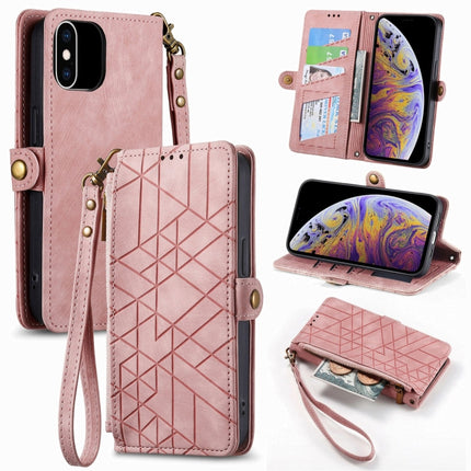 Geometric Zipper Wallet Side Buckle Leather Phone Case, For iPhone 11, For iPhone 11 Pro, For iPhone X / XS, For iPhone XR
