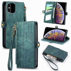 Geometric Zipper Wallet Side Buckle Leather Phone Case, For iPhone XS Max, For iPhone 7 Plus / 8 Plus, For iPhone 6 Plus / 6s Plus, For iPhone 6 / 6s