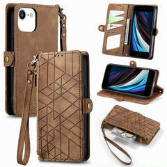 Geometric Zipper Wallet Side Buckle Leather Phone Case, For iPhone 7 Plus / 8 Plus, For iPhone 7 / 8 / SE 2022, For iPhone X / XS, For iPhone 6 Plus / 6s Plus, For iPhone 6 / 6s